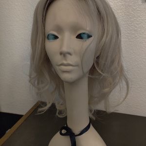 Blond 100% human hair front lace wig.